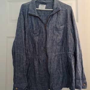 Old Navy Womens Size XL Chambrey Zip Varsity Jacket Adjustable Waist